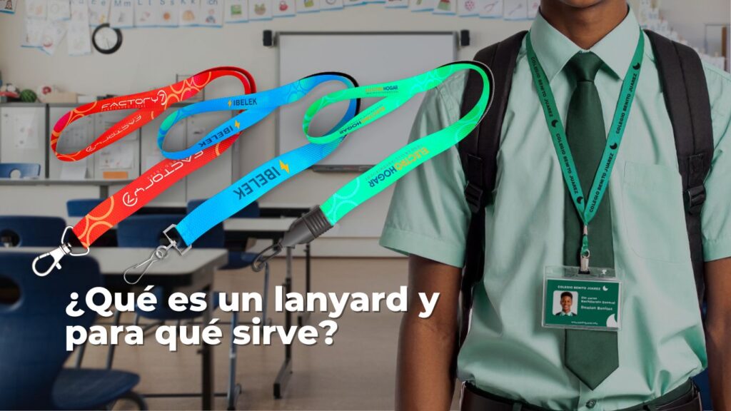 estudiante de colegio con lanyard y credencial